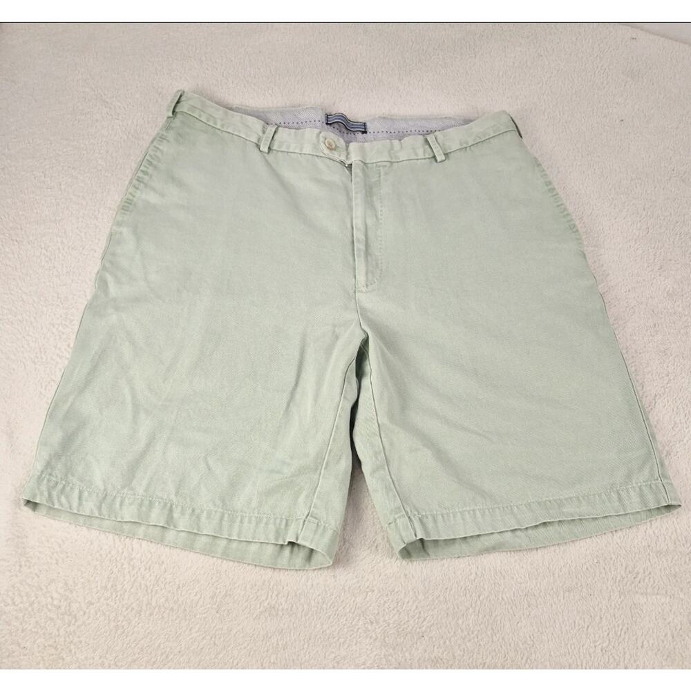 Peter Millar Men's Flat Front Chino Shorts Size 36, Green, Pima Cotton